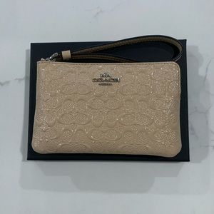 Coach Signature Debossed Patent Corner Zip Wallet/ Clutch/ Wristlet